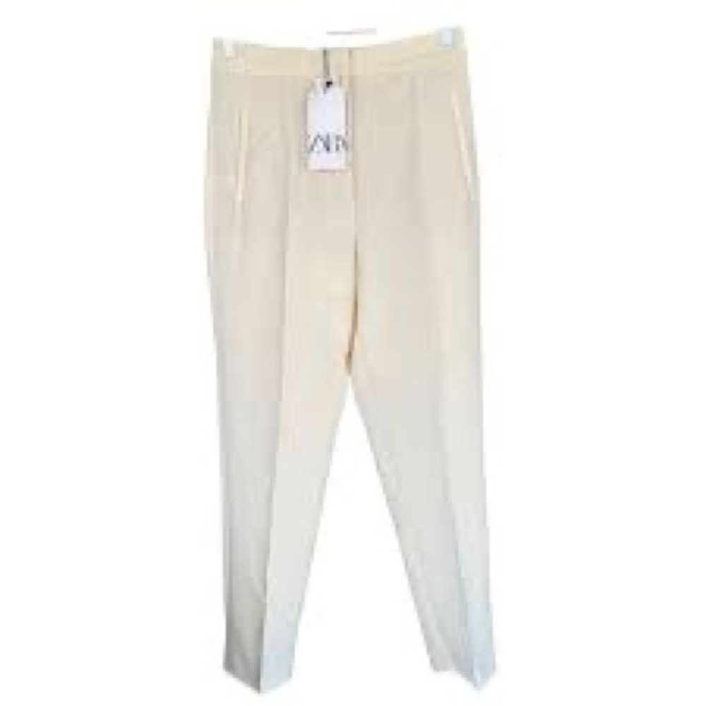 NWT Zara Ivory High Waisted Tapered Trouser, Sz M